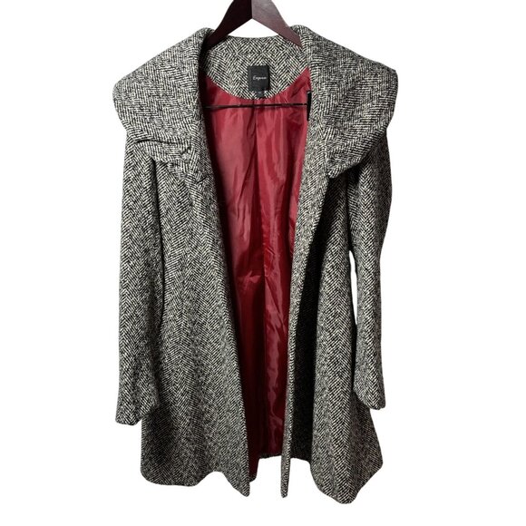 Express Womens XS Herringbone Wool Blend Coat With Lapel Collar & Button Closure - Picture 1 of 11